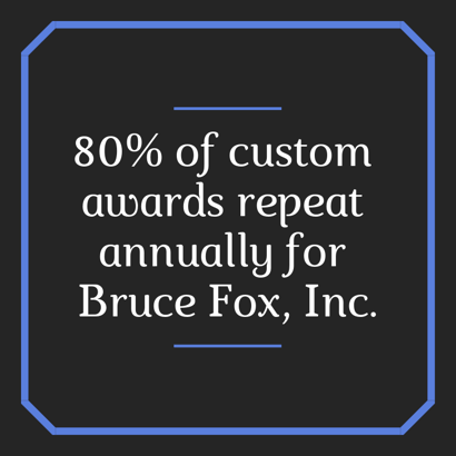 80% of custom awards repeat annually for Bruce Fox, Inc. 