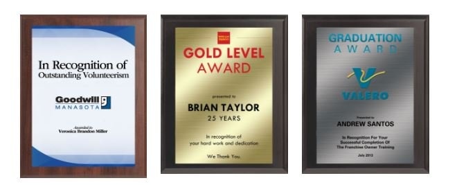 DYR Stock Plaques: Sublimated Value Plaques