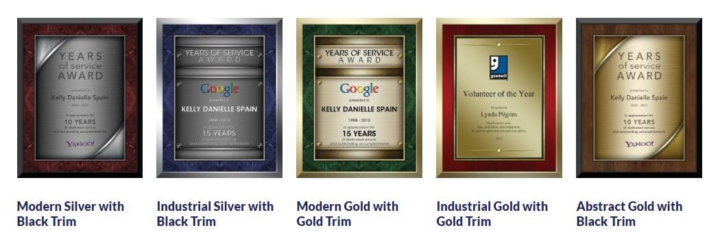 Precious Metal Plaques with description